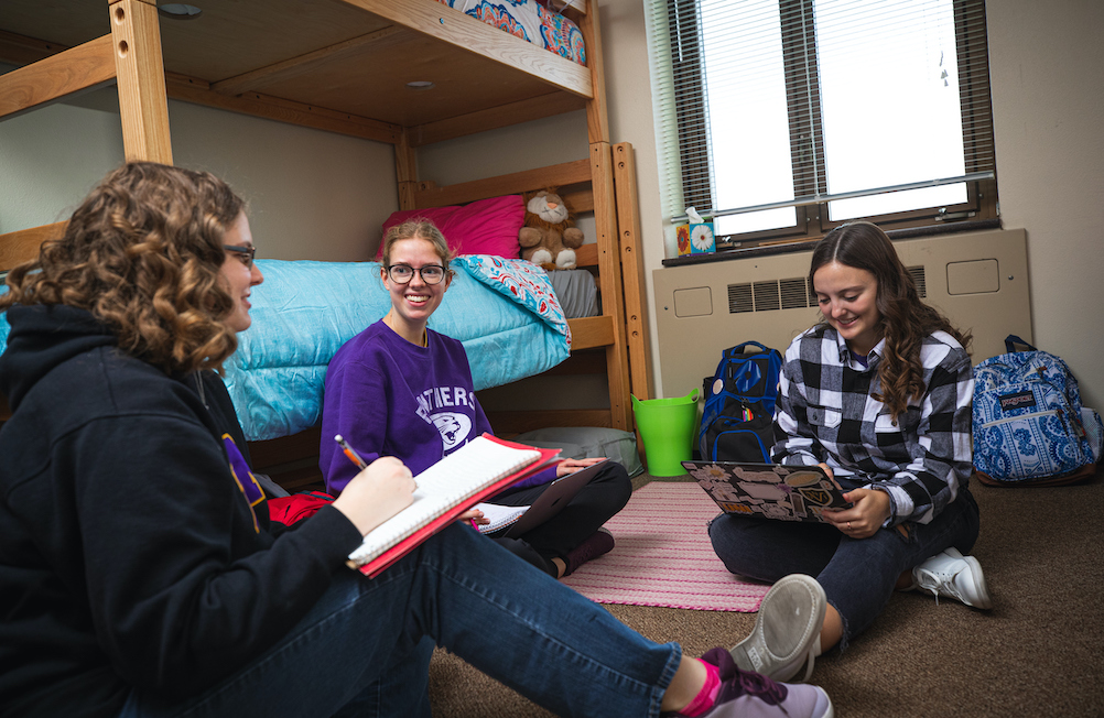 Students in a dorm room